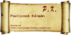Pavlicsek Kálmán névjegykártya